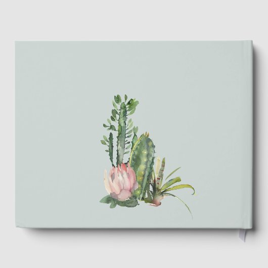PINK FLORAL DESERT CACTI FOLIAGE WATERVERF GASTENBOEK (Achterkant)
