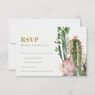 PINK FLORAL DESERT CACTI FOLIAGE WATERVERF RSVP