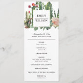 PINK FLORAL DESERT CACTI WEDDING CEREMONY PROGRAMM MENU (Voorkant)