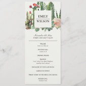 PINK FLORAL DESERT CACTI WEDDING CEREMONY PROGRAMM MENU (Voorkant)