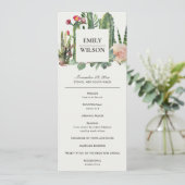 PINK FLORAL DESERT CACTI WEDDING CEREMONY PROGRAMM MENU (Staand voorkant)