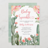 Pink Floral Desert Cactus Succulent Baby Sprinkle Kaart (Voorkant / Achterkant)