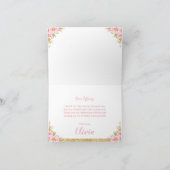 Pink Floral Dinosaur Birthday Party Hartelijk dank Kaart (Binnen)