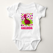 Pink Floral Dinosaur gepersonaliseerd Romper (Voorkant)