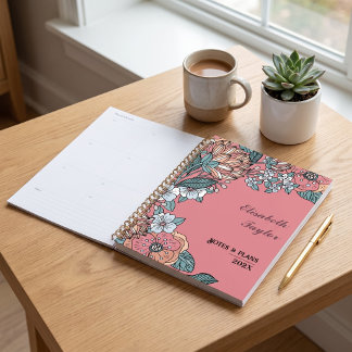 Pink Floral DIY Study 2027 Name Planner Student