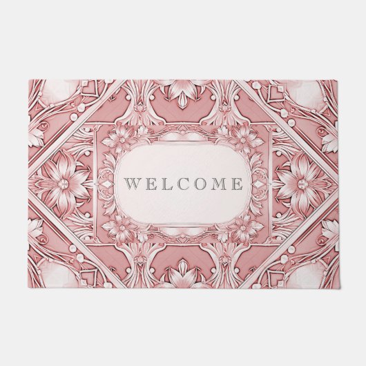 Pink Floral Doormat Deurmat (Voorkant)