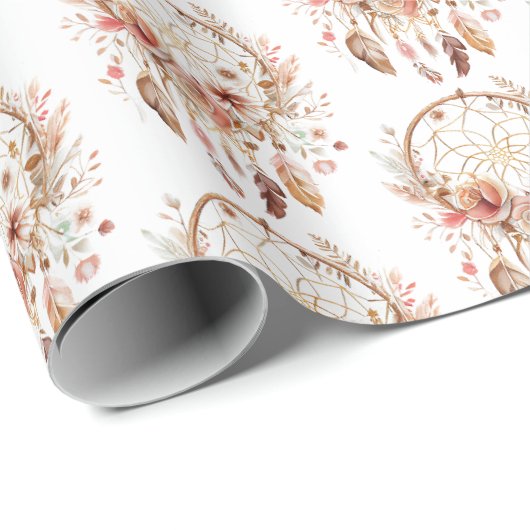 Pink Floral Dream Catcher Cadeaupapier (Rol Hoek)
