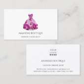 Pink Floral Dress Logo Wedding Event Visitekaartje (Voorkant / Achterkant)