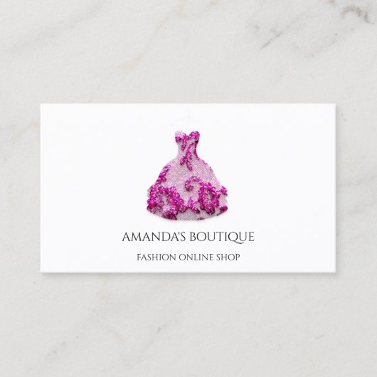 Pink Floral Dress Logo Wedding Event Visitekaartje (Voorkant)