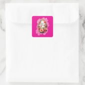 Pink Floral Easter Egg – Spring Art - Autocolante Vierkante Sticker (Tas)