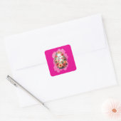 Pink Floral Easter Egg – Spring Art - Autocolante Vierkante Sticker (Envelop)