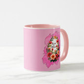 Pink Floral Easter Egg – Spring Art - caneca Mok (Voorkant rechts)