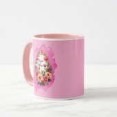 Pink Floral Easter Egg – Spring Art - caneca Mok (Voorkant links)