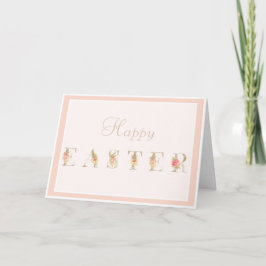 Pink Floral Easter Wenskaart Kaart
