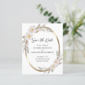 Pink Floral Elegant Foliage Save the Date (Staand voorkant)