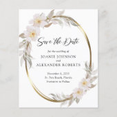 Pink Floral Elegant Foliage Save the Date (Voorkant)