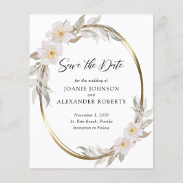 Pink Floral Elegant Foliage Save the Date