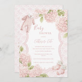 Pink Floral Elegant Hydrangea Vintage Baby Kaart (Voorkant / Achterkant)