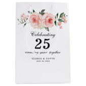 Pink Floral Elegant Wedding Medium Gift Bag Cadeauzakje (Voorkant)