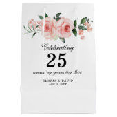 Pink Floral Elegant Wedding Medium Gift Bag Cadeauzakje (Achterkant)