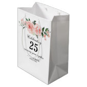 Pink Floral Elegant Wedding Medium Gift Bag Cadeauzakje (Achterkant Gekanteld)