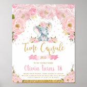 Pink Floral Elephant 1 e Birthday Time Capsule Poster (Voorkant)