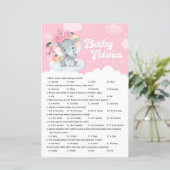 Pink Floral Elephant Baby shower Baby Trivia Game (Staand voorkant)
