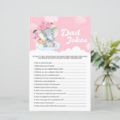 Pink Floral Elephant Baby shower Pap Jokes Game (Staand voorkant)