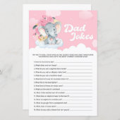 Pink Floral Elephant Baby shower Pap Jokes Game (Voorkant / Achterkant)