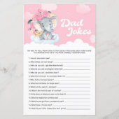 Pink Floral Elephant Baby shower Pap Jokes Game (Voorkant)