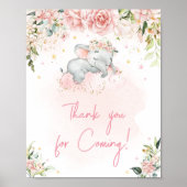 Pink Floral Elephant Bedankt voor uw komst Poster (Voorkant)