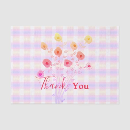 Pink Floral en Pset Dank u Tissue Tissuepapier (Voorkant)