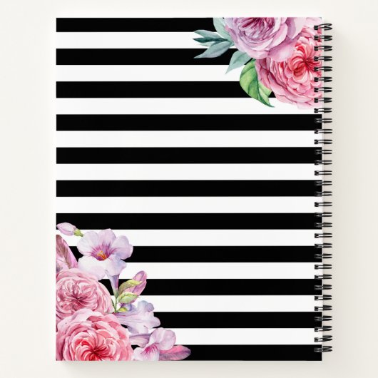 Pink Floral en Stripes Notitieboek Gastenboek (Achterkant)