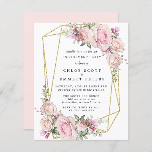 Pink Floral Engagement Party (Voorkant / Achterkant)