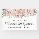 Pink Floral Engagement Party Welkomstbanner Spandoek (Horizontaal)