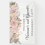 Pink Floral Engagement Party Welkomstbanner Spandoek (Verticaal)