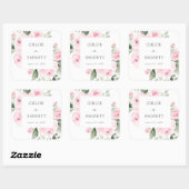 Pink Floral Eucalyptus Wedding Envelope Seals Vierkante Sticker (Vel)