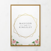 Pink Floral Fab Botanical Wedding Drieluik Uitnodiging (Cover)