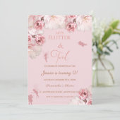 Pink Floral Fairies Birthday Party Invitation Kaart (Staand voorkant)