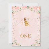 Pink Floral Fairy and Fairy Dust First Birthday Kaart (Achterkant)