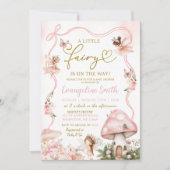 Pink Floral Fairy Baby shower Uitnodiging (Voorkant)