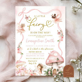 Pink Floral Fairy Baby shower Uitnodiging