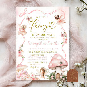 Pink Floral Fairy Baby shower Uitnodiging