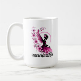 Pink Floral Fairy-Silhouette Koffiemok