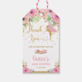 Pink Floral Fairy Verjaardag Baby shower Dank u Cadeaulabel (Voorkant)