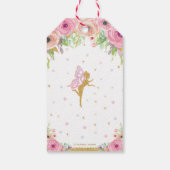 Pink Floral Fairy Verjaardag Baby shower Dank u Cadeaulabel (Achterkant)