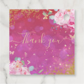 Pink Floral Fancy Elegant Romantic Vrijgezellenfee Bedankjes Labels (Achterkant)