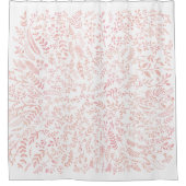 Pink Floral Feathers and Leaves Pattern Douchegordijn (Voorkant)