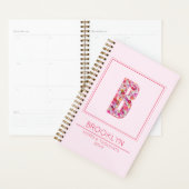 Pink Floral Feminine Botanical Name Letter B Planner (Display)