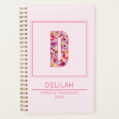 Pink Floral Feminine Monogram Name Letter D Planner (Voorkant)